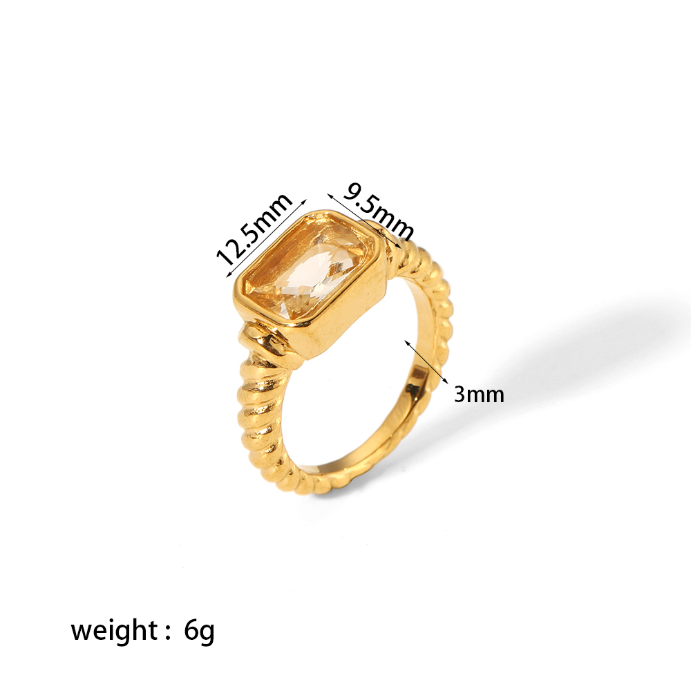 Retro Twist Stainless Steel Polishing Plating Inlay Zircon 18k Gold Plated Rings display picture 11