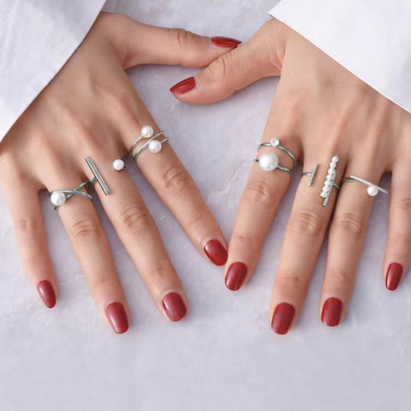Solid Color Round Alloy Inlay Pearl Women's Rings display picture 3