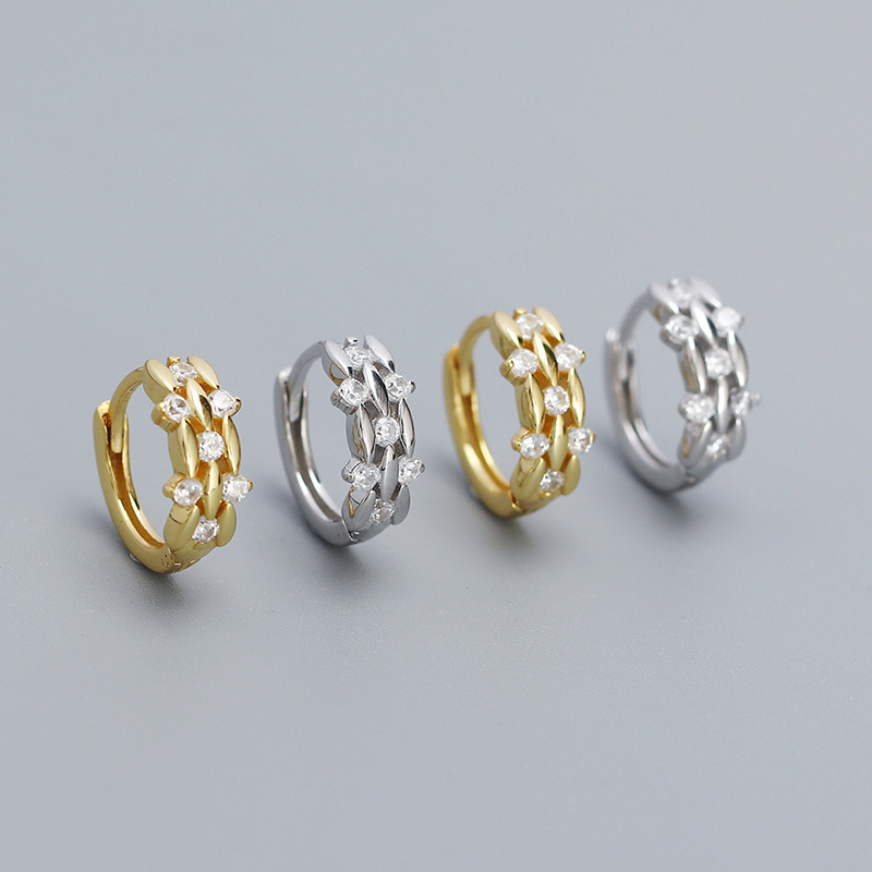 1 Pair Ig Style Simple Style Circle Plating Inlay Sterling Silver Zircon Earrings display picture 1
