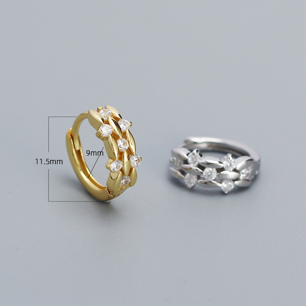 1 Pair Ig Style Simple Style Circle Plating Inlay Sterling Silver Zircon Earrings display picture 2