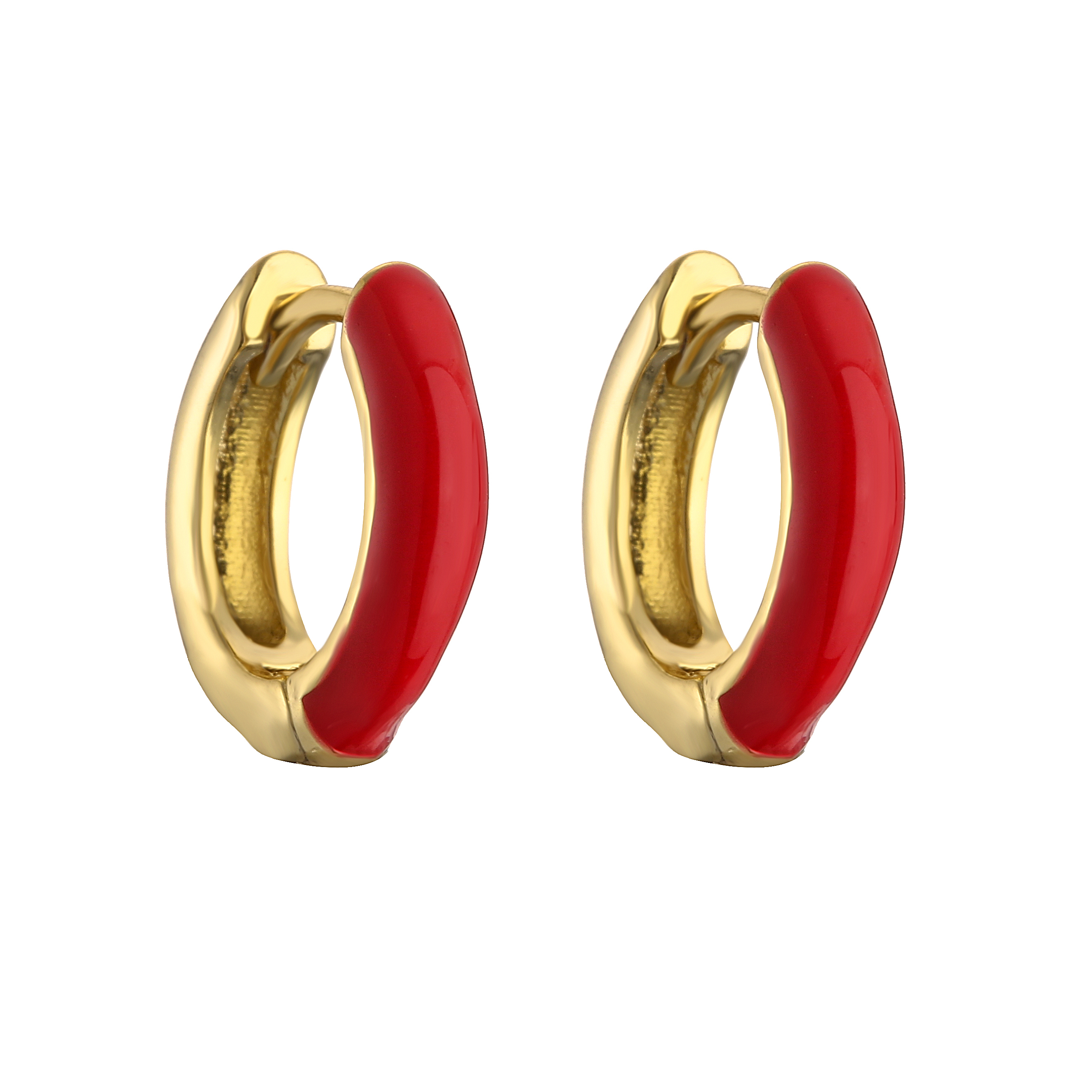 1 Pair Elegant C Shape Enamel Copper 18k Gold Plated Earrings display picture 9