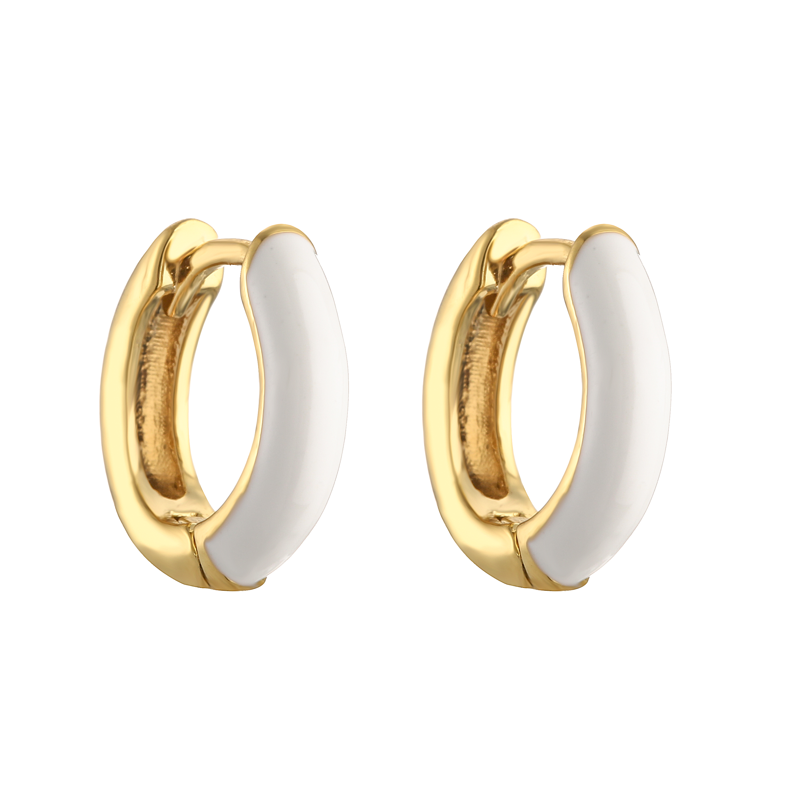 1 Pair Elegant C Shape Enamel Copper 18k Gold Plated Earrings display picture 10