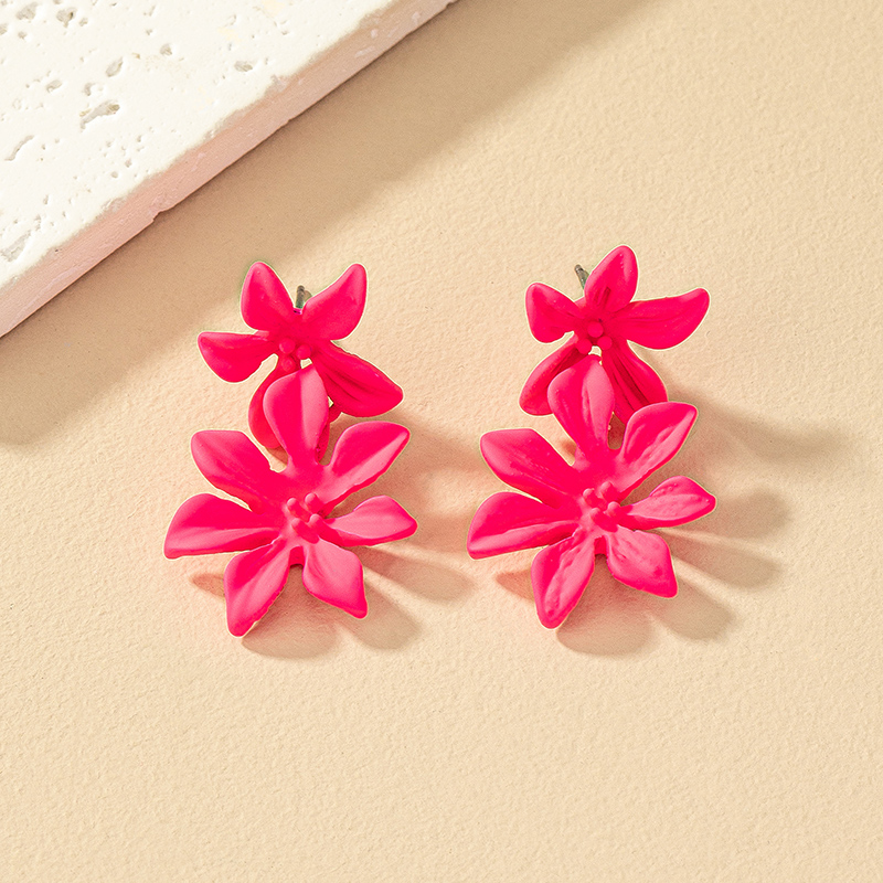 1 Pair Simple Style Flower Stoving Varnish Alloy Drop Earrings display picture 6