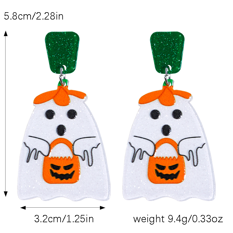 1 Pair Cartoon Style Cute Funny Pumpkin Printing Arylic Drop Earrings display picture 1