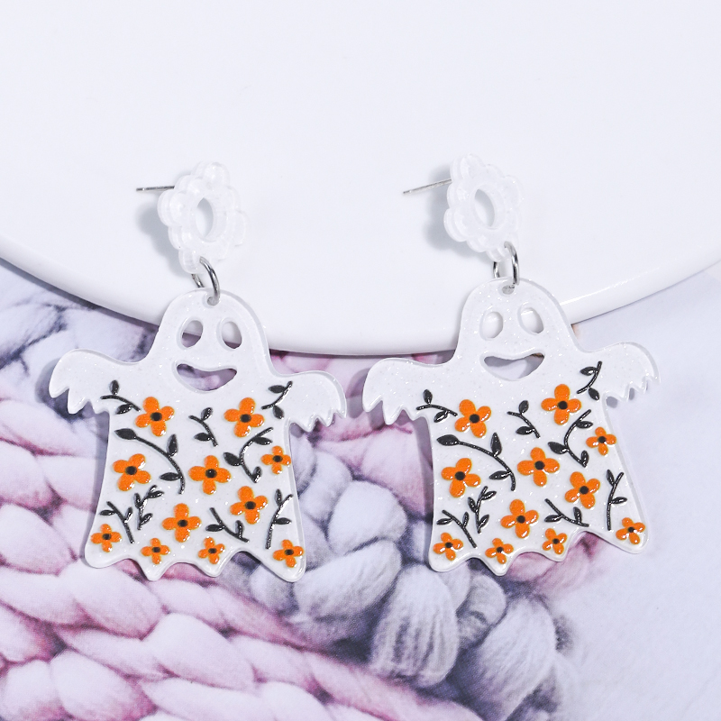 1 Pair Cartoon Style Cute Funny Pumpkin Printing Arylic Drop Earrings display picture 6