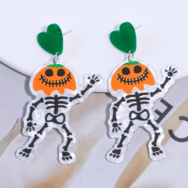 1 Par Estilo De Dibujos Animados Lindo Gracioso Calabaza Impresión Arílico Pendientes De Gota display picture 10