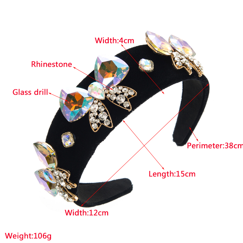 Elegant Luxurious Butterfly Cloth Inlay Rhinestones Hair Band display picture 1
