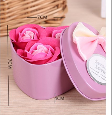 Heart Shaped Iron Box Soap Rose Valentine's Day Gift display picture 4
