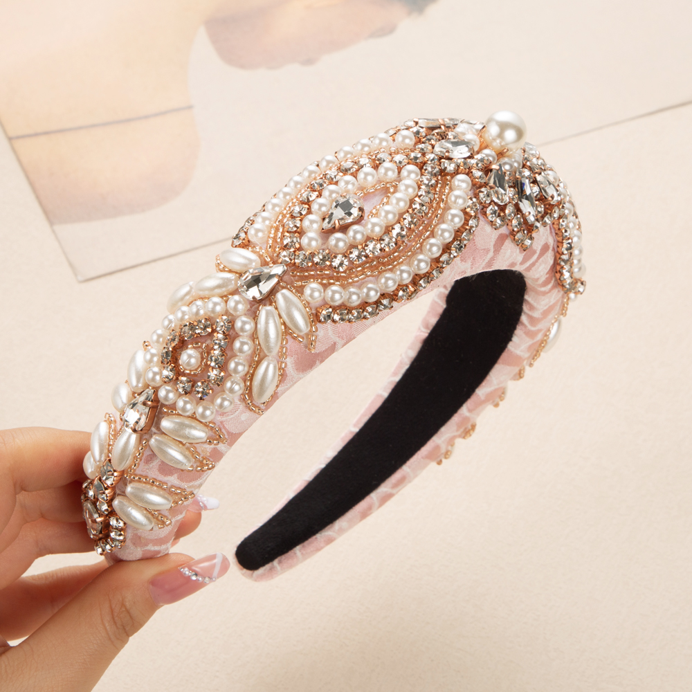 Elegant Streifen Wellen Tuch Inlay Künstliche Perlen Strasssteine Haarband display picture 2