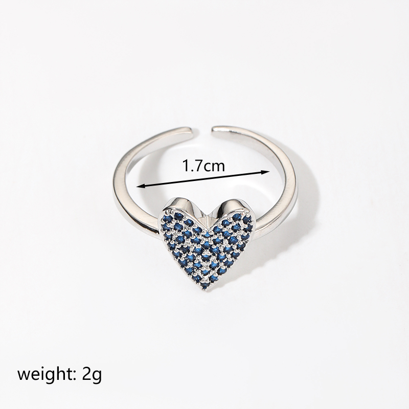 Commute Heart Shape Copper Metal Inlay Zircon Open Rings display picture 4