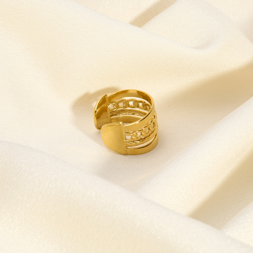 Edelstahl 304 18 Karat Vergoldet Lässig Nordischer Stil Französische Art Überzug Einfarbig Offener Ring display picture 3
