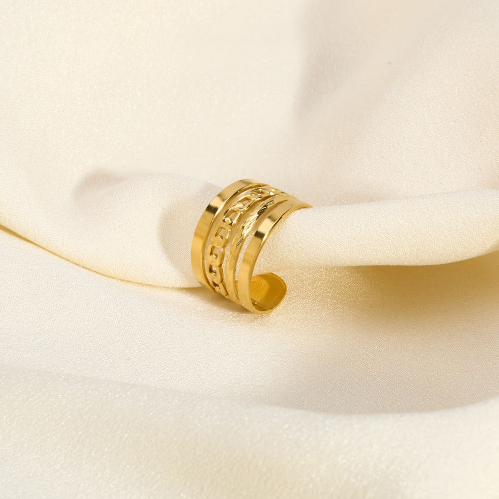 Edelstahl 304 18 Karat Vergoldet Lässig Nordischer Stil Französische Art Überzug Einfarbig Offener Ring display picture 5