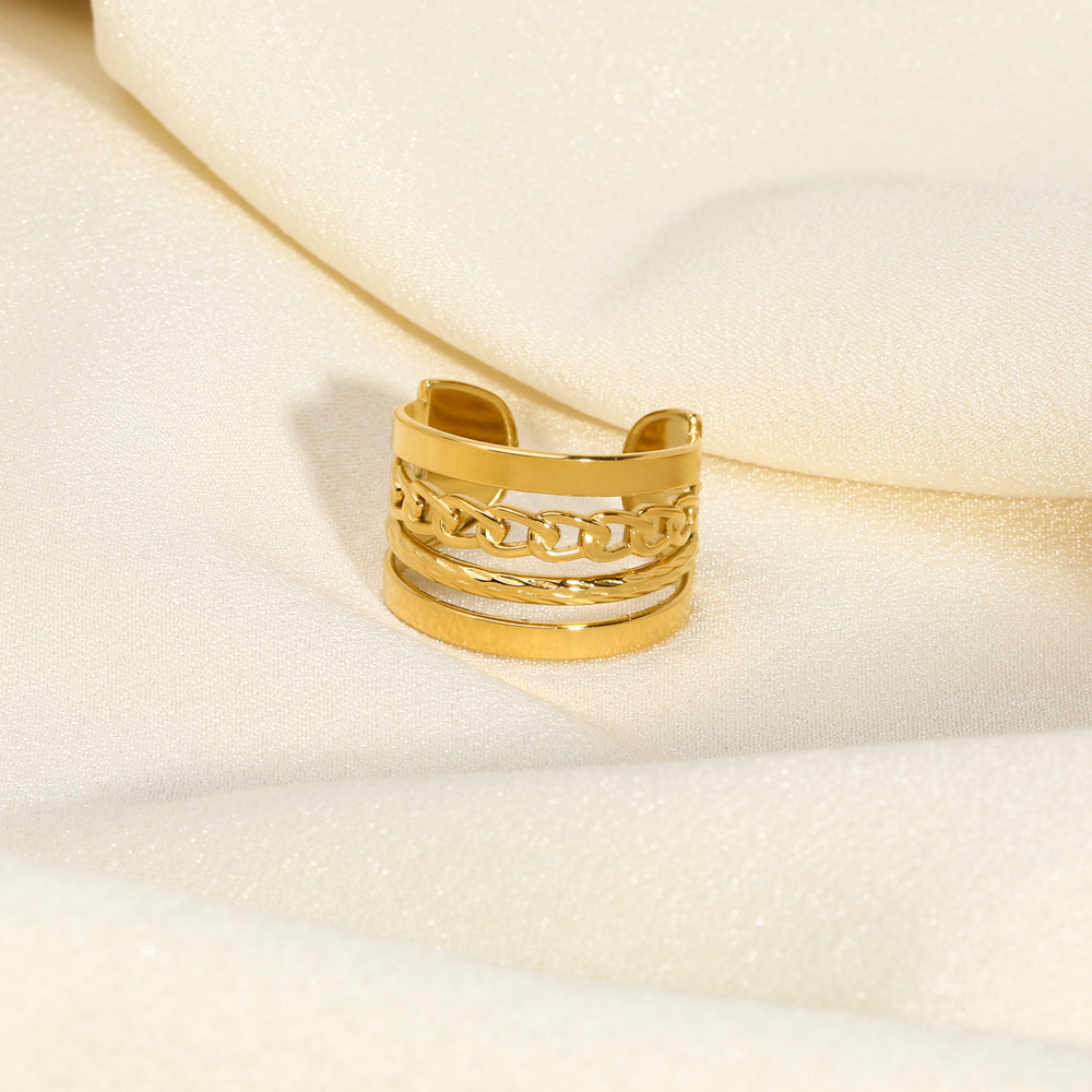Edelstahl 304 18 Karat Vergoldet Lässig Nordischer Stil Französische Art Überzug Einfarbig Offener Ring display picture 6