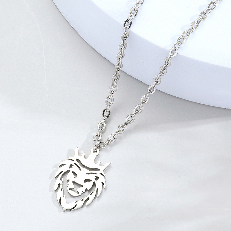 Vintage Style Punk Simple Style Lion Stainless Steel Titanium Steel Plating Men's Pendant Necklace display picture 5