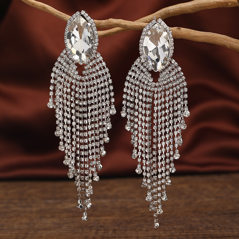 1 Pair Elegant Glam Luxurious Geometric Inlay Alloy Artificial Diamond Drop Earrings display picture 1