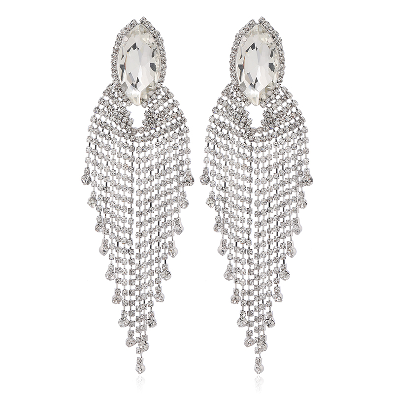 1 Pair Elegant Glam Luxurious Geometric Inlay Alloy Artificial Diamond Drop Earrings display picture 5