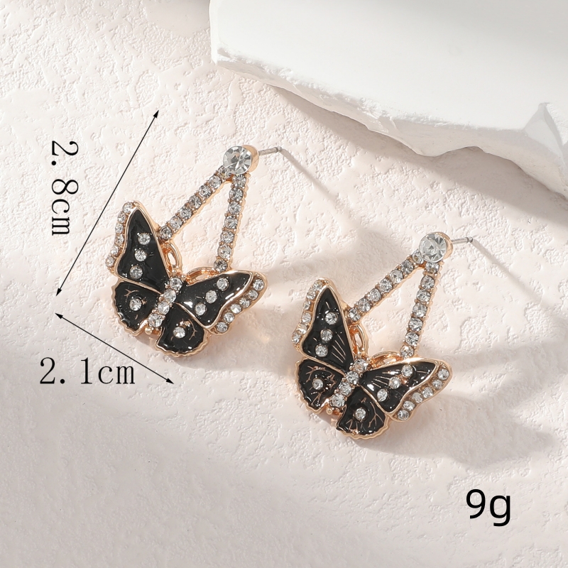 1 Pair Elegant Lady Butterfly Inlay Alloy Rhinestones Gold Plated Ear Studs display picture 5