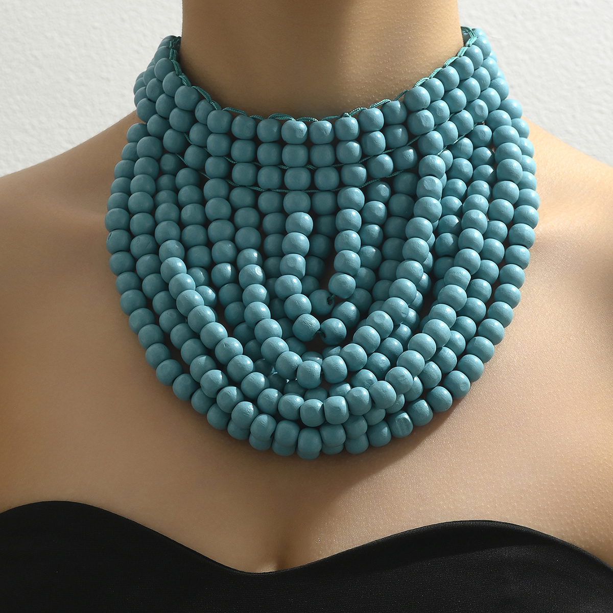 Wholesale Jewelry Lady Queen Sexy Colorful Wood Iron Beaded Braid Double Layer Necklaces display picture 6