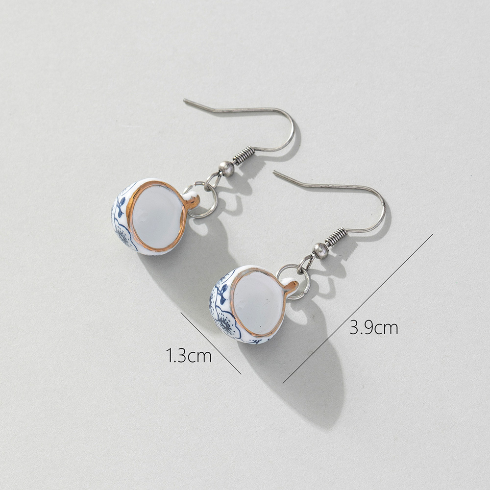 1 Pair Chinoiserie Color Block Plating Ceramics Gold Plated Drop Earrings display picture 7