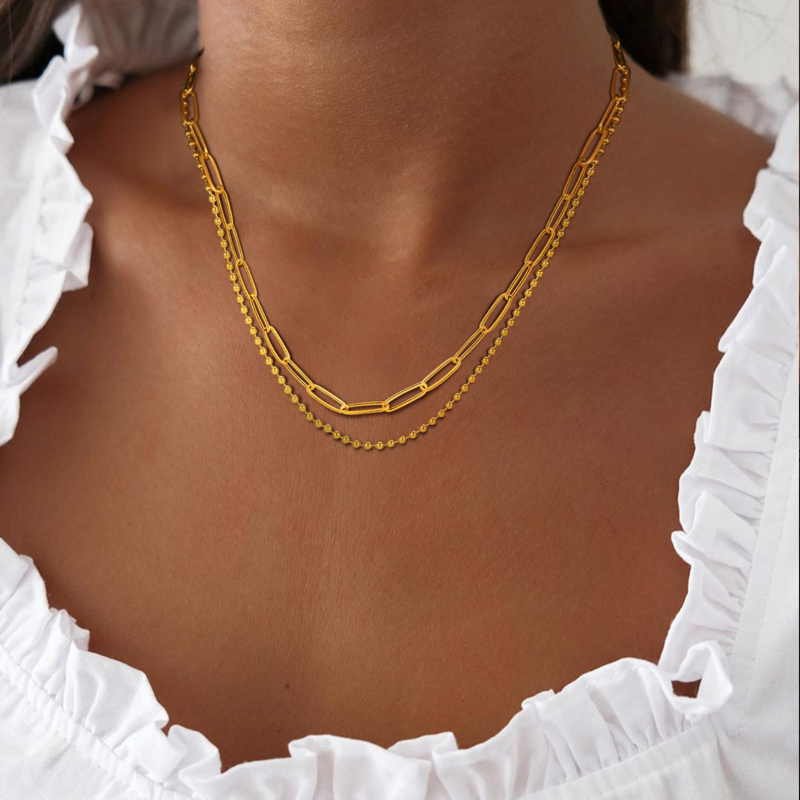 201 Edelstahl Französische Art Einfacher Stil Geometrisch Halskette display picture 3
