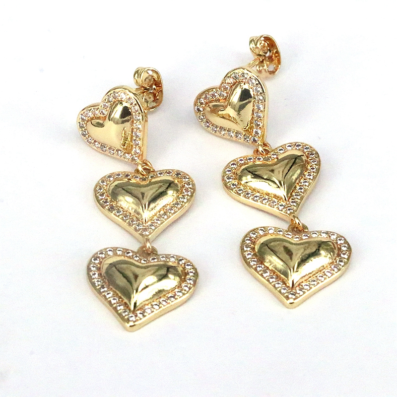 1 Pair Vintage Style Simple Style Heart Shape Plating Inlay Copper Zircon Gold Plated Drop Earrings display picture 3