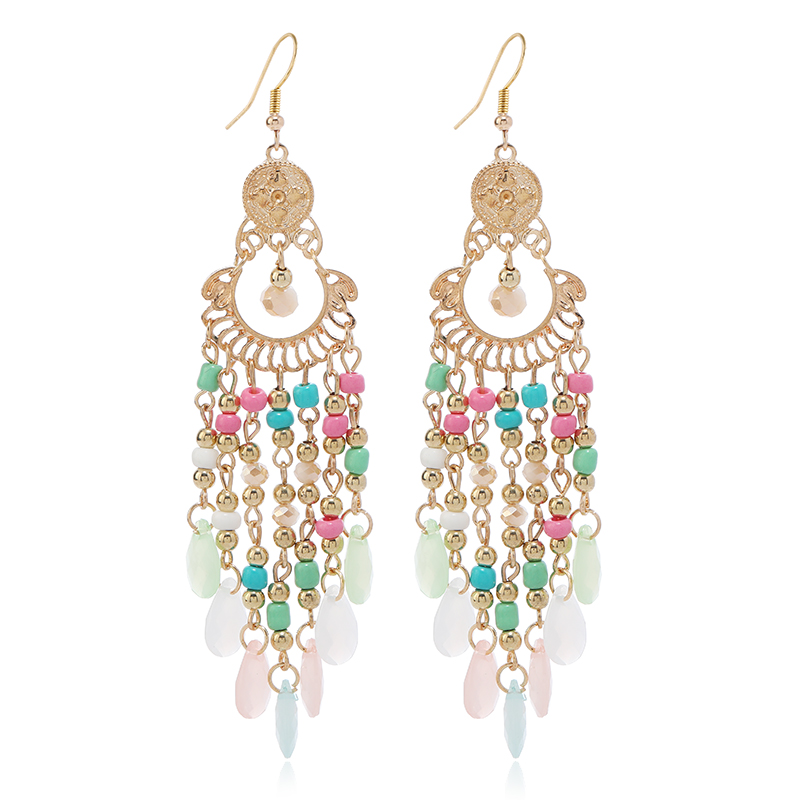 1 Pair Vacation Beach Tassel Alloy Drop Earrings display picture 5