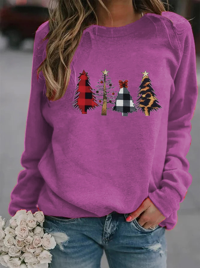 Women's Hoodie Long Sleeve Hoodies & Sweatshirts Printing Christmas Christmas Tree display picture 1