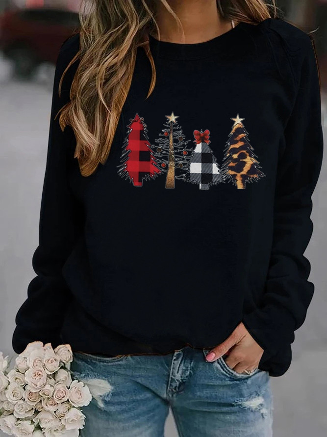 Women's Hoodie Long Sleeve Hoodies & Sweatshirts Printing Christmas Christmas Tree display picture 5