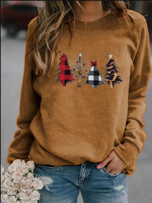 Women's Hoodie Long Sleeve Hoodies & Sweatshirts Printing Christmas Christmas Tree display picture 7