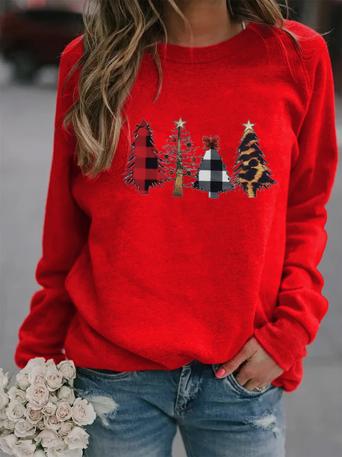 Women's Hoodie Long Sleeve Hoodies & Sweatshirts Printing Christmas Christmas Tree display picture 9