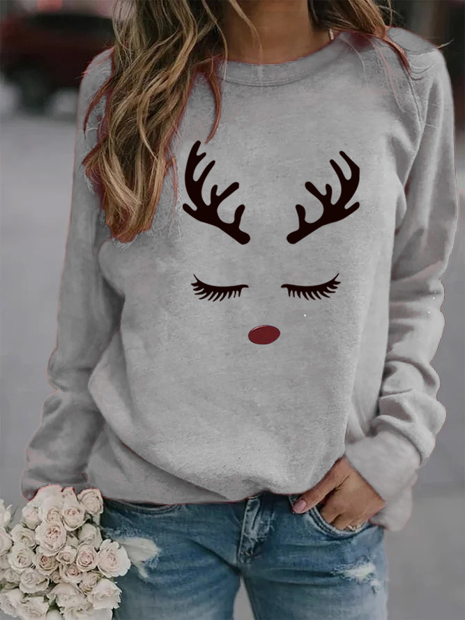Women's Hoodie Long Sleeve Hoodies & Sweatshirts Printing Christmas Reindeer display picture 3