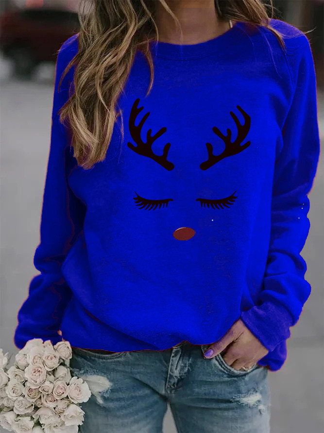 Women's Hoodie Long Sleeve Hoodies & Sweatshirts Printing Christmas Reindeer display picture 4