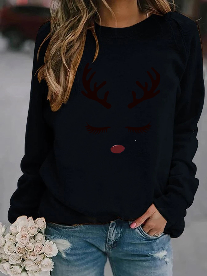 Women's Hoodie Long Sleeve Hoodies & Sweatshirts Printing Christmas Reindeer display picture 5
