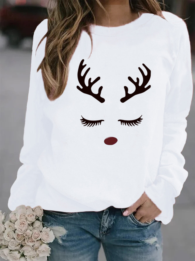 Women's Hoodie Long Sleeve Hoodies & Sweatshirts Printing Christmas Reindeer display picture 6