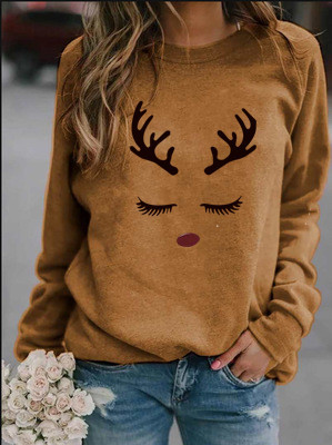 Women's Hoodie Long Sleeve Hoodies & Sweatshirts Printing Christmas Reindeer display picture 7