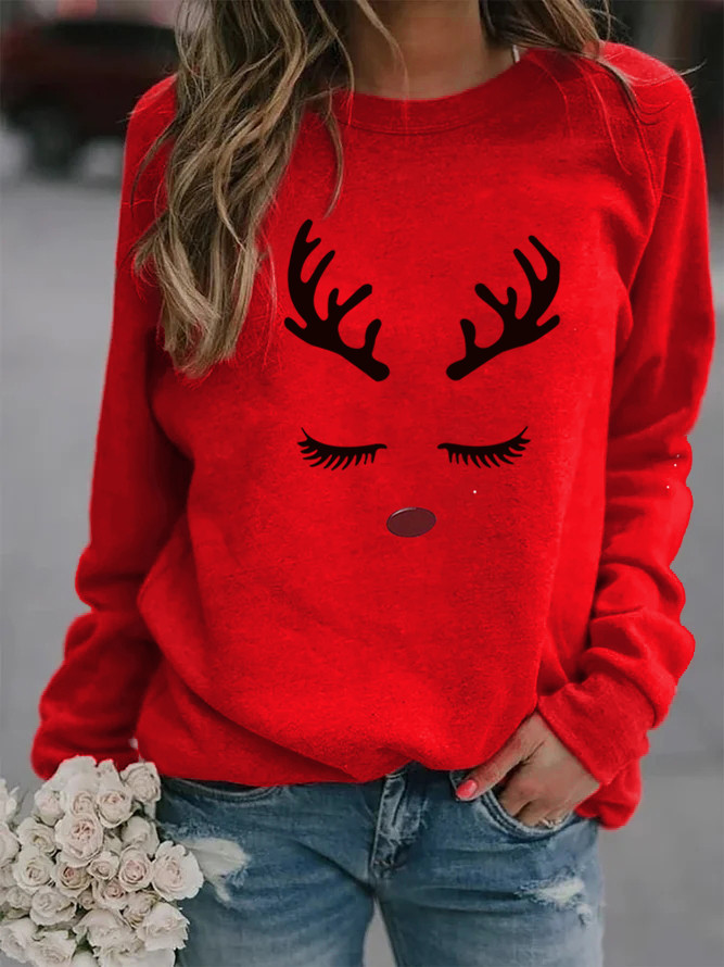 Women's Hoodie Long Sleeve Hoodies & Sweatshirts Printing Christmas Reindeer display picture 9