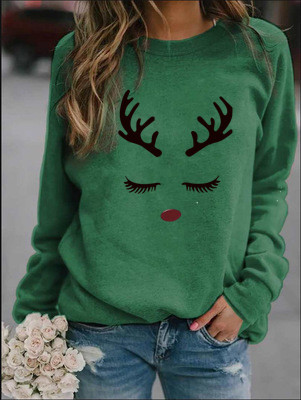 Women's Hoodie Long Sleeve Hoodies & Sweatshirts Printing Christmas Reindeer display picture 10
