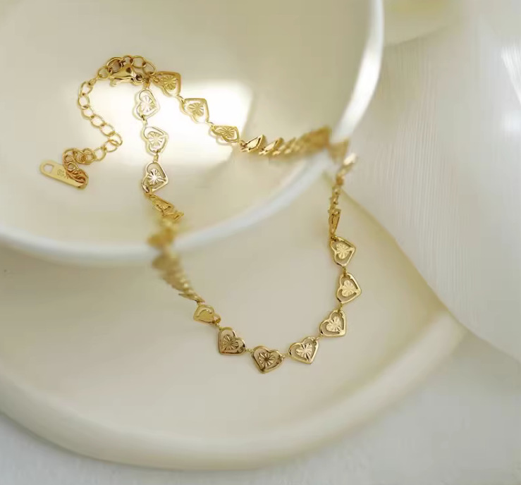 Einfacher Stil Herzform Titan Stahl Überzug Vergoldet Armbänder display picture 6
