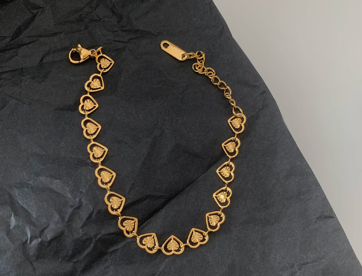 Einfacher Stil Herzform Titan Stahl Überzug Vergoldet Armbänder display picture 2