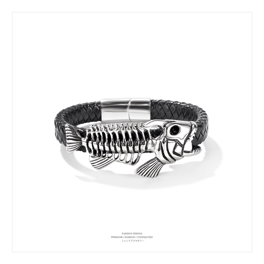 Retro Fish Stainless Steel Polishing Magnetic Men's Bangle display picture 2