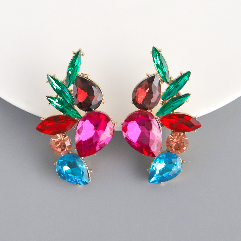 1 Pair Glam Luxurious Water Droplets Inlay Alloy Alloy Ear Studs display picture 3