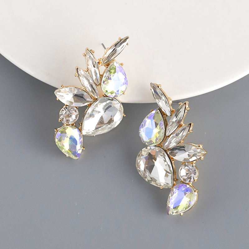 1 Pair Glam Luxurious Water Droplets Inlay Alloy Alloy Ear Studs display picture 4