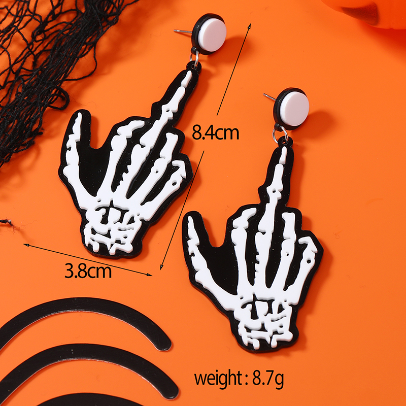1 Pair Funny Hand Printing Arylic Alloy Drop Earrings display picture 2