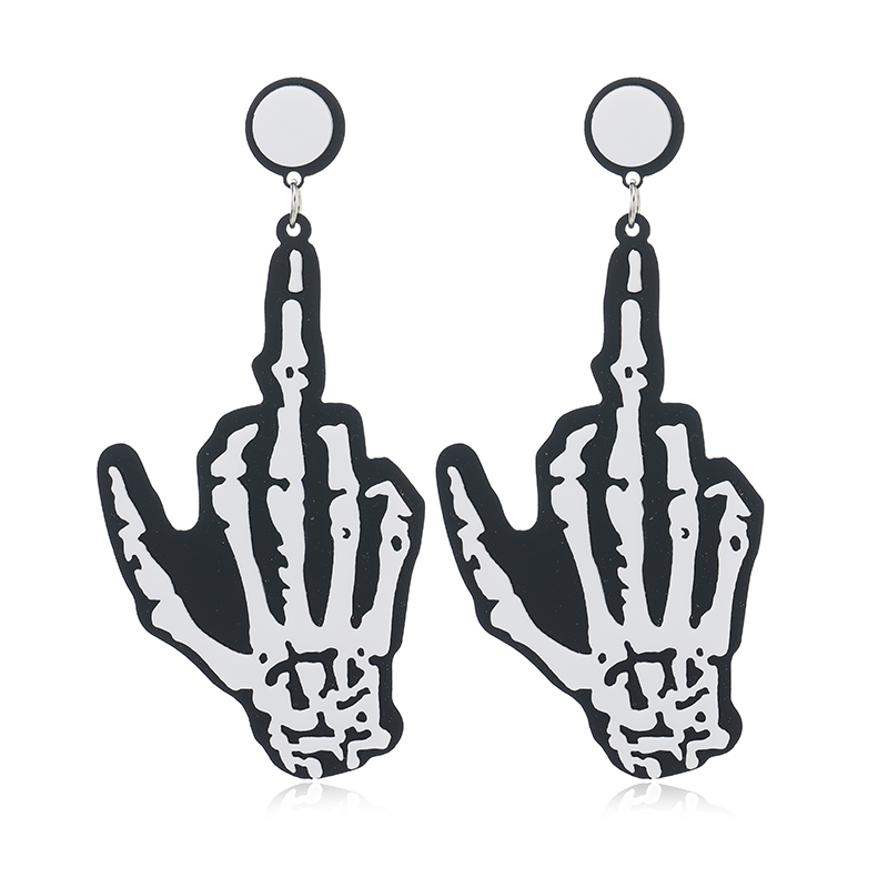 1 Pair Funny Hand Printing Arylic Alloy Drop Earrings display picture 1