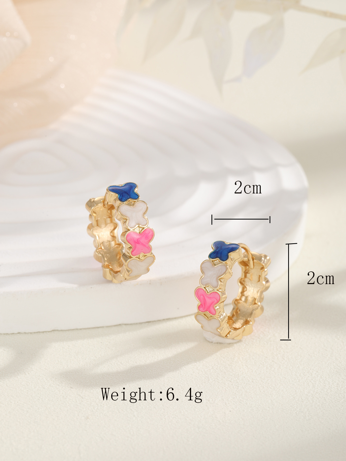 1 Pair Vintage Style Fashion Sweet Butterfly Enamel Plating Copper 18k Gold Plated Hoop Earrings display picture 2