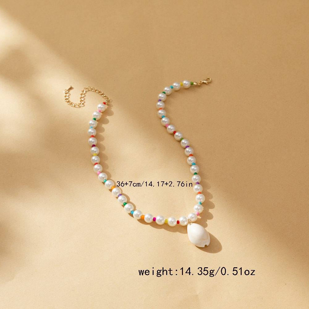 Simple Style Shell Imitation Pearl Alloy Beaded Women's Anklet Necklace display picture 4