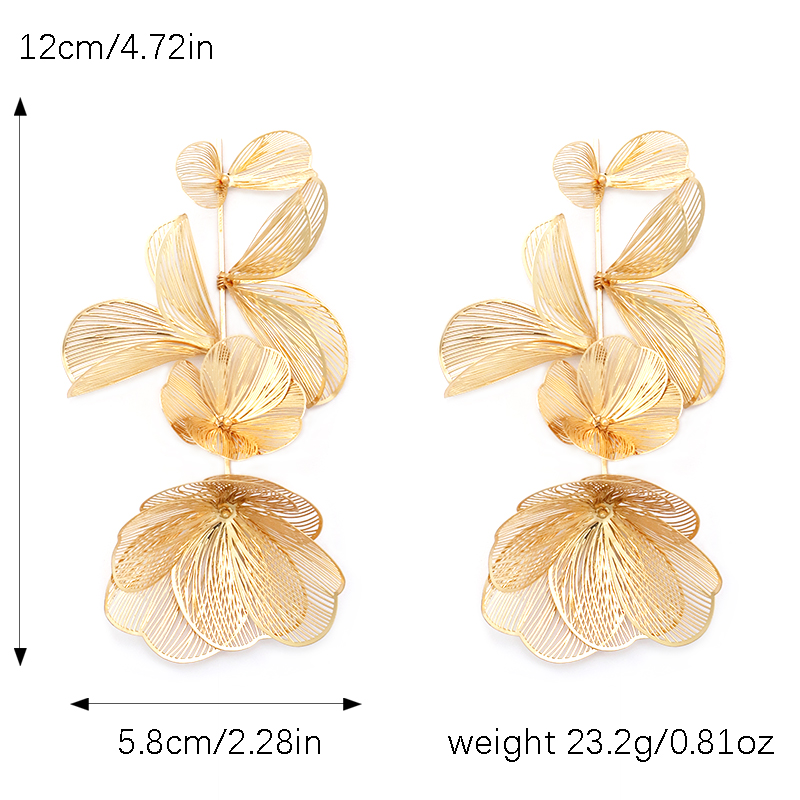 1 Pair Vintage Style Flower Plating Alloy Gold Plated Ear Studs display picture 6