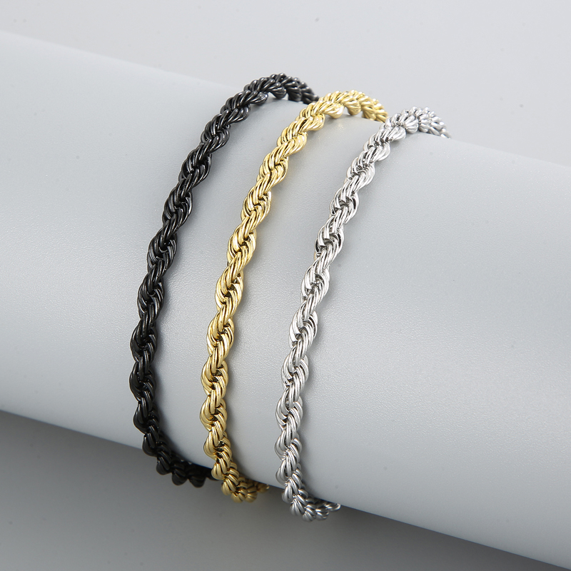 Simple Style Twist Stainless Steel 18K Gold Plated Bracelets In Bulk display picture 1