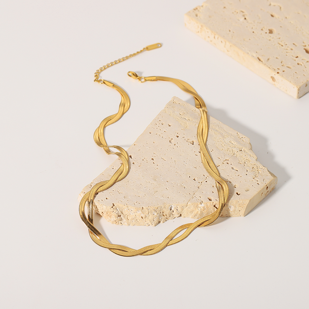 Acero Inoxidable Chapados en oro de 18k Estilo Vintage Enchapado Color Sólido Collar display picture 3