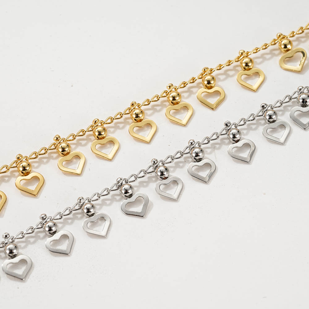 Cute Sweet Heart Shape Alloy Plating Hollow Out Women's Anklet display picture 1
